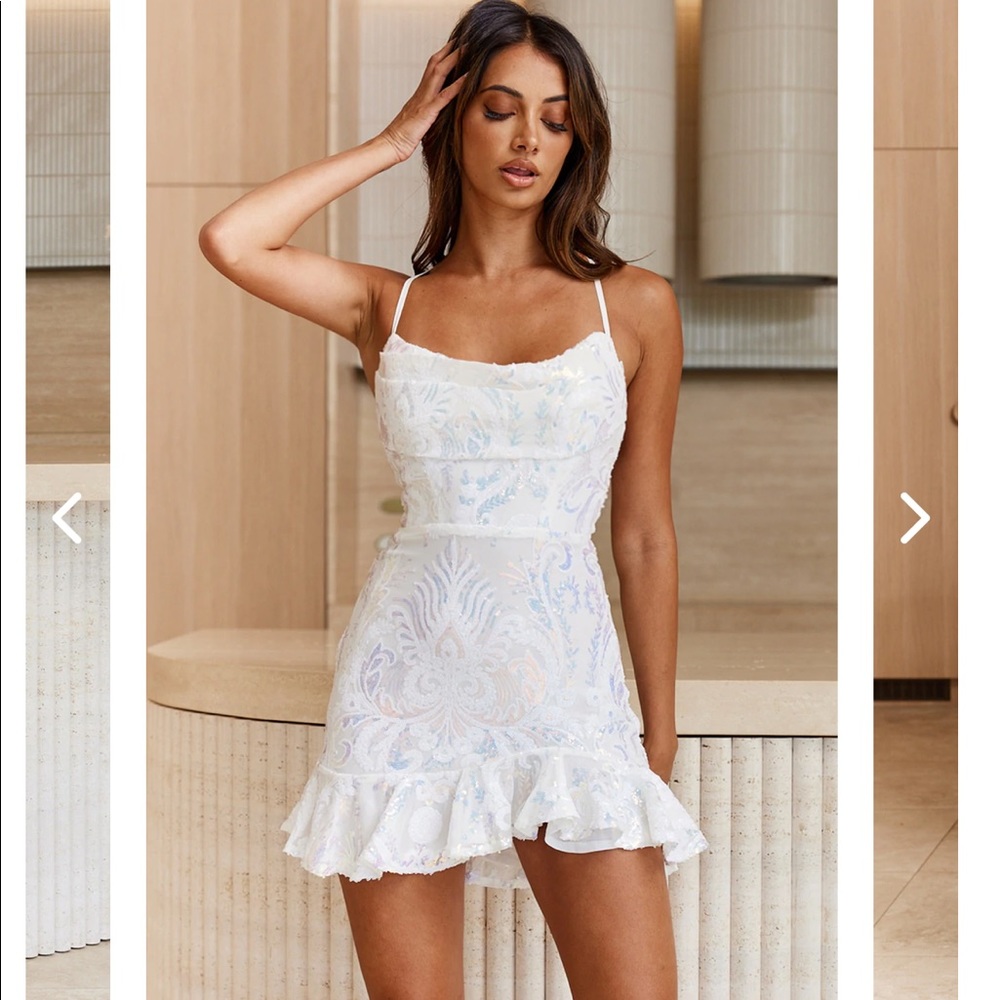 Selfie Leslie Marbella Sequin White Mini Dress